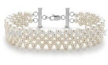 Sterling Silver Freshwater Cultured Pearl Woven Bracelet images