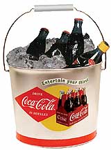 Retro Galvanized Tin Silver Coca-Cola Bucket