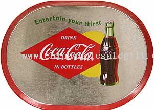 Retro Galvanized Tin Silver Coca-Cola Tray