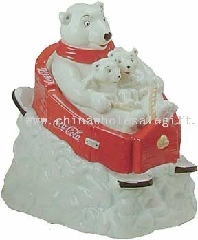 Polar Bear Sledding Coca-Cola Cookie Jar