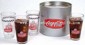 Coca-Cola Tumbler Set in Tin Penny Bank Set 4 16 oz small pictures