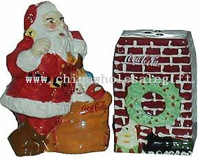Coca-Cola Santa and Fireplace Salt and Pepper Shakers