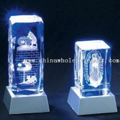 Laser-Engraved Crystal Crafts Base with Three LED images