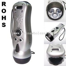 Crank Dynamo Flashlight with Radio and Mobile Phone Charger images