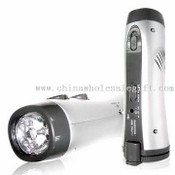 Crank Dynamo LED Flashlight with Radio and Mobile phone charger images