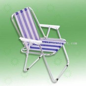 Spring foldable chair with blue & white fabric images