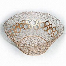 Metal Wire Basket in Sprayed Gold Finish images