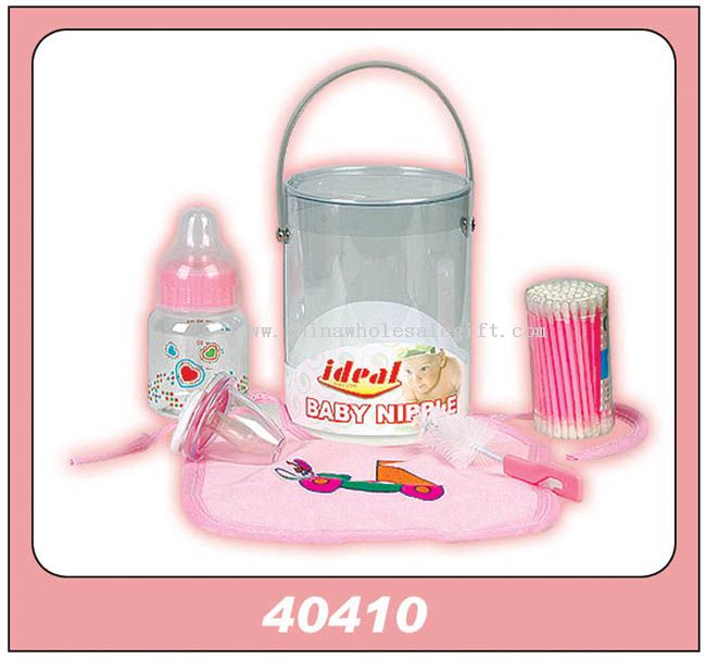 BABY GIFT SET 2.50Z BOTTLE SMALL BRUSH PACIFER E80ZP BIB