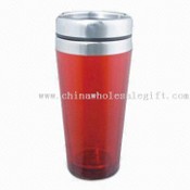 Double Walled Plastic Mug with Stainless Steel Lid and 16oz Capacity images