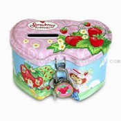 Double Heart Coin Bank with Strawberry Design images