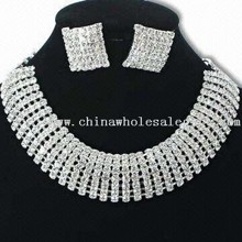 Costume Jewelry Set/Necklace/Earrings with Rhodium Plating images