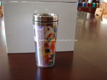 stainless steel travel mug with insert paper advertising images