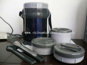 Double-wall Stainless Steel Lunch Container with 3 plastic boxes and spoon or fork images
