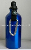 Stainless steel sport water bottle with compass carabiner images