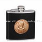 Stainless steel Hip Flask with leather-wrapped and brand small picture
