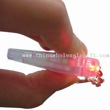 Keychain with Red LED Light and Safety Whistle