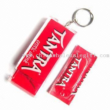 Plastic Keychain with Condom Case