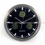 Wall Clock with Metal Material and LCD Calendar images