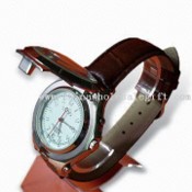 Wrist Metal Watch, with PU Leather Belt images
