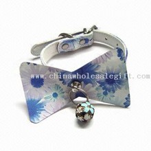 Pet Collar Made of PU Leather with Bow and Bell images