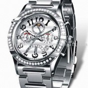 Automatic Metal Watch with Sapphire Crystal and Case Bezel with Stone images