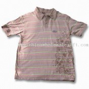 Mens Down Button Collar Polo-shirt with Front Printing and Short Sleeves images