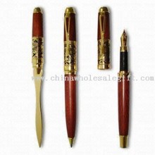 Wooden Letter Opener, Ball/Roller/Fountain Pen Sets, Measuring 140 x 12mm images