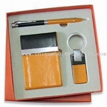 Yellow 3-piece Stationery Gift Set, Includes Name Card Holder, Ball Pen and Keychain images