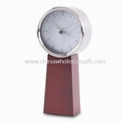 Metal Case Table BB Alarm Clock with Wooden Stand, Measuring 7.5 x 4 x 15.7cm images