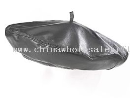 lambskin leather beret cap