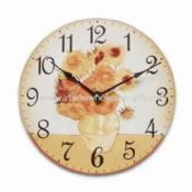 Wooden Wall Clock with Flower Design images