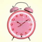 Metal Alarm Desk Clock with Twin Bells in Lovely Pink images