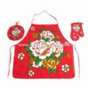 Four-piece Kitchen Set Made of 100% Cotton Includes Apron Towel Glove and Pot Holder images