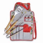 Seven-piece Barbecue Tool Set with Printed Apron Includes Pepper Shakers images