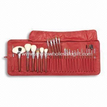  Brush  on Make Up Brush Set With Red Leather Cosmetic Bag 22pcs Cosmetic Brush