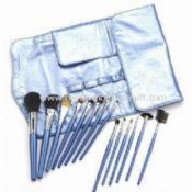 15-Piece Professional Cosmetic Brush Set with Sky Blue PVC Bag images