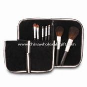 Cosmetic Brush Set with Wooden Handle and Aluminum Ferrule images