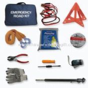 Automobile Repair Tool Set with Tool Kit Bag, Jumper Cable, Emergency Torch, Tire Tools, Tow Strap images