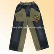 Front Pockets and Inseam Childrens Denim Jeans with Corduroy in Waist images
