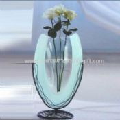 Frosted Glass Vase Includes Metal Holder and Base images