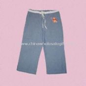Girls Denim Pants with Embroidery and Laced Waist images