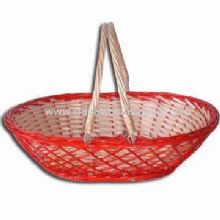 Willow Shopping Basket with Removable Handles and Lacquer images