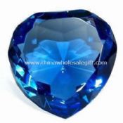 Blue Optic Crystal Heart Diamond Paperweight Decoration images