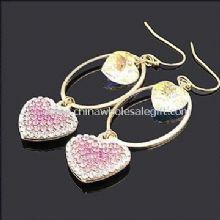 Heart-shaped Drop Earrings Decorated with Rhinestone and Crystal images