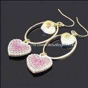 Heart-shaped Drop Earrings Decorated with Rhinestone and Crystal images