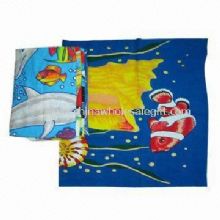 Velour Printed Beach Towel with Bag images