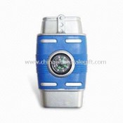 Windproof Lighters, Metal Material with Blue Plastics, Includes Compass Function images