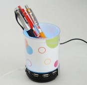 3 in 1 Pen Holder with 4 Ports Hub and Speaker images