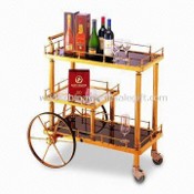 Electroplated Food Trolley, Made of Stainless Steel and Wood, Measures 820 x 425 x 970mm images