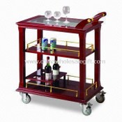Food Trolley, Available in Brass Wood Color, Made of High Quality Stainless Steel and Wood images
